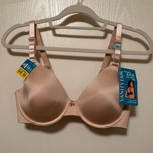LOT OF 2: NWT Vanity Fair Beauty Back Bras - Light Tan & White 75345 - 36C